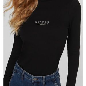 Black GUESS Sydney Turtleneck Top Size M NWT